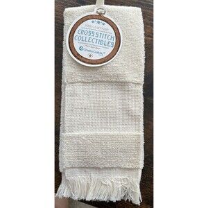 Charles Craft 14 Count Border Cross Stitch Fingertip Towel Parchment Color New!